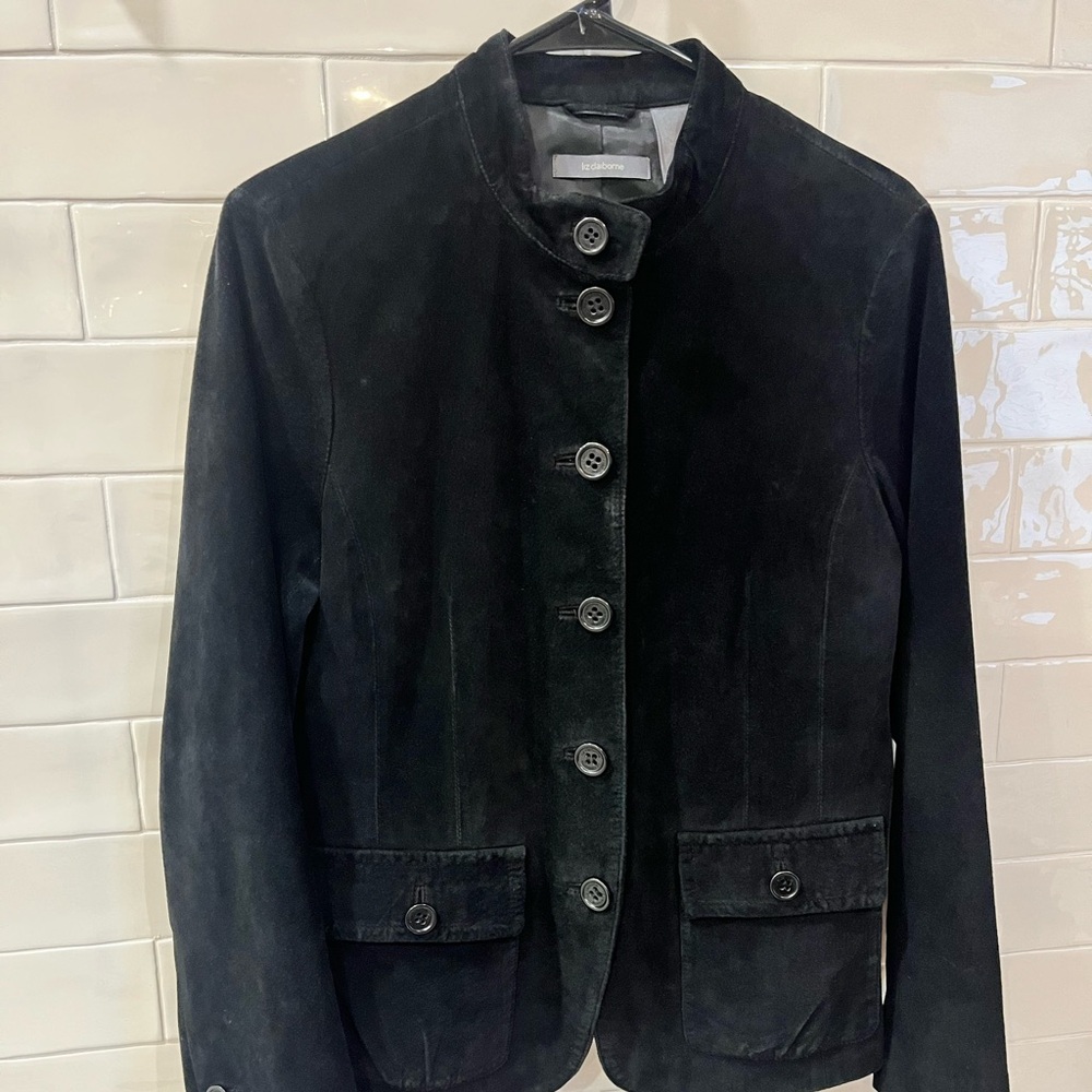 Vintage Black Suede Liz Claiborne Blazer Jacket Sz Large